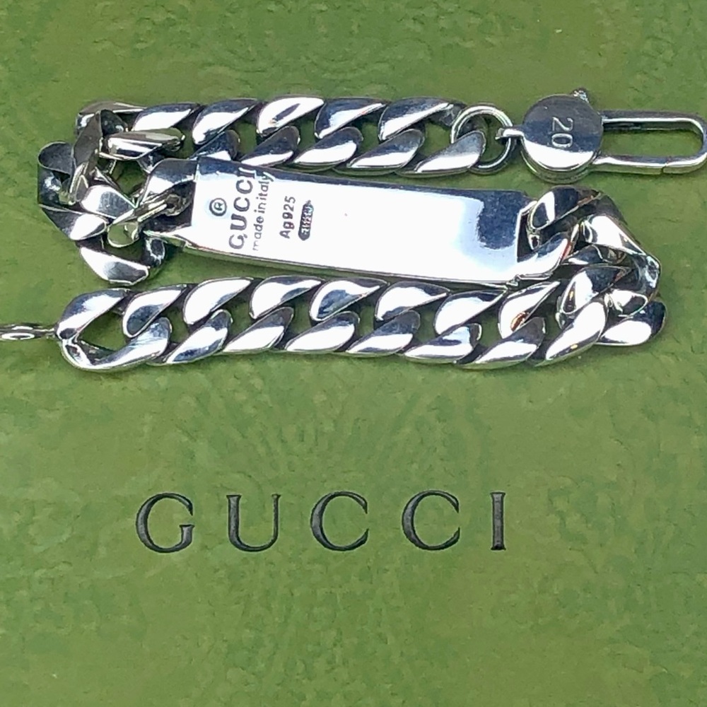 GUCCI Ghost GG Chain Link Sterling Silver 925 Bracelet Sz 20 NIB - Picture 14 of 17